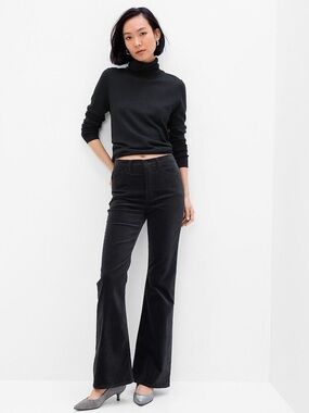 GAP High Rise '70s Flare Velvet Pants with Washwell in black 26 regular